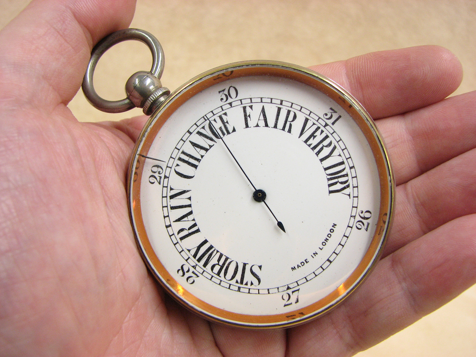 Early 1900's Goliath pocket barometer in Birmingham hallmarked silver display case'